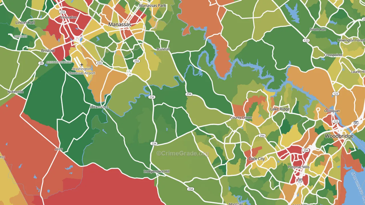Prince William County, VA Map of Theft Rates