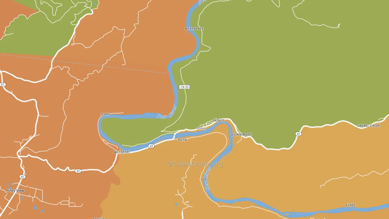 Prince, WV Map of Theft Rates