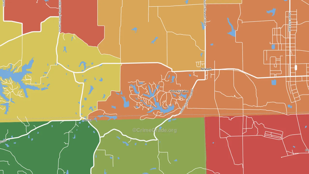 Princes Lakes, IN Map of Theft Rates