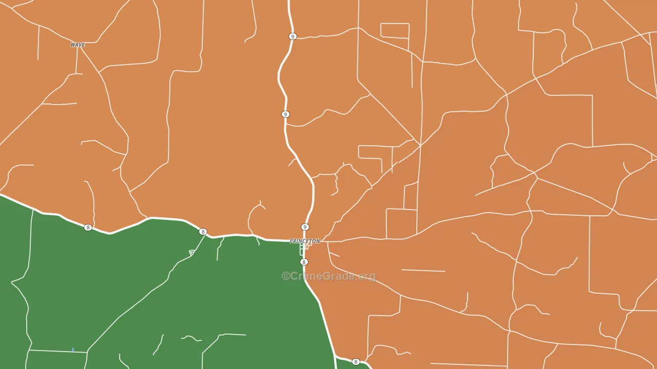 Princeton, AR Map of Theft Rates