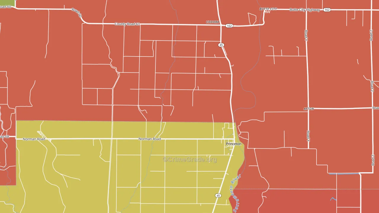 Princeton, CA Map of Theft Rates