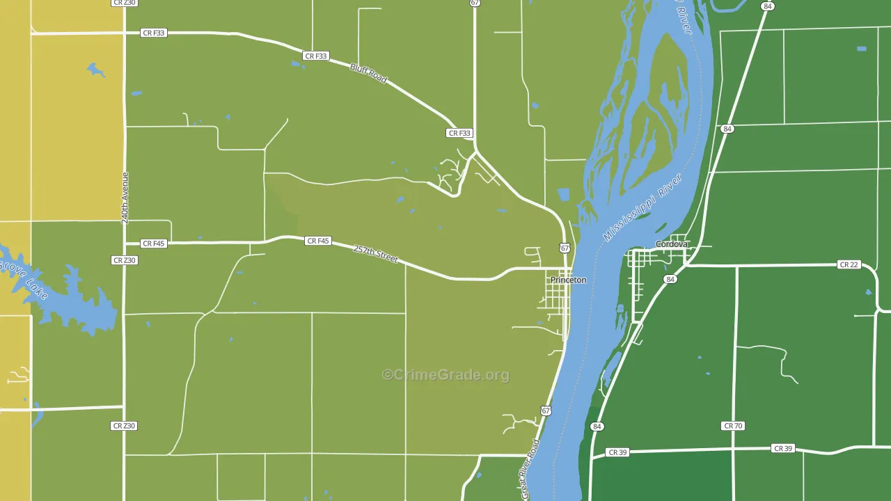Princeton, IA Map of Theft Rates