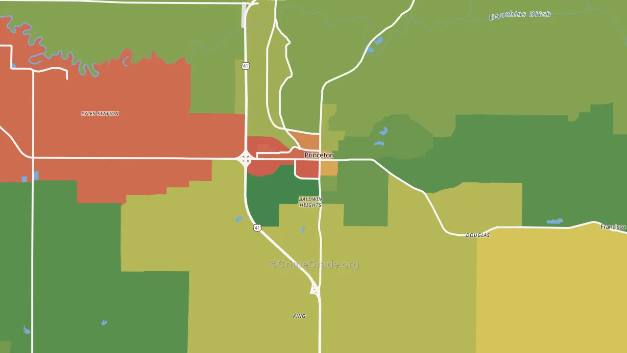 Princeton, IN Map of Theft Rates