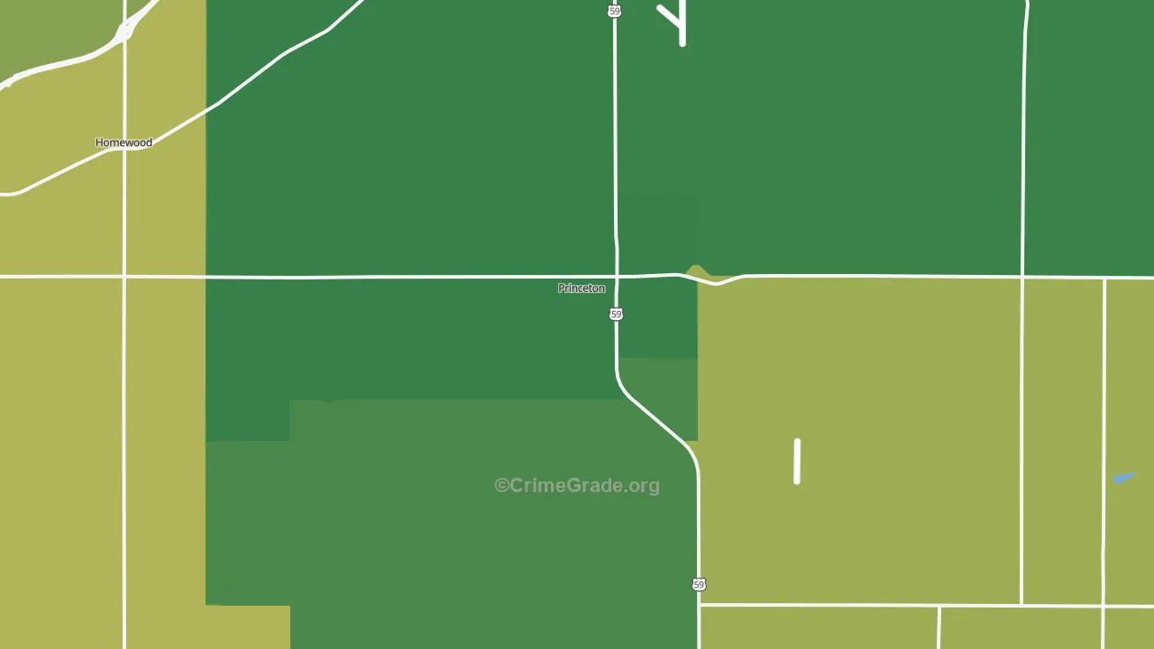 Princeton, KS Map of Theft Rates