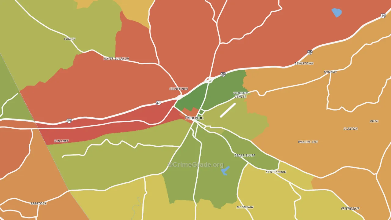 Princeton, KY Map of Theft Rates