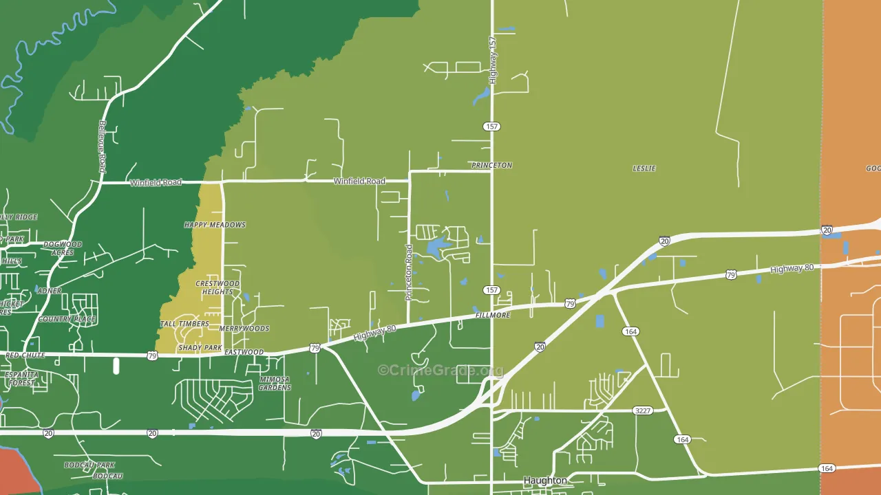 Princeton, LA Map of Theft Rates