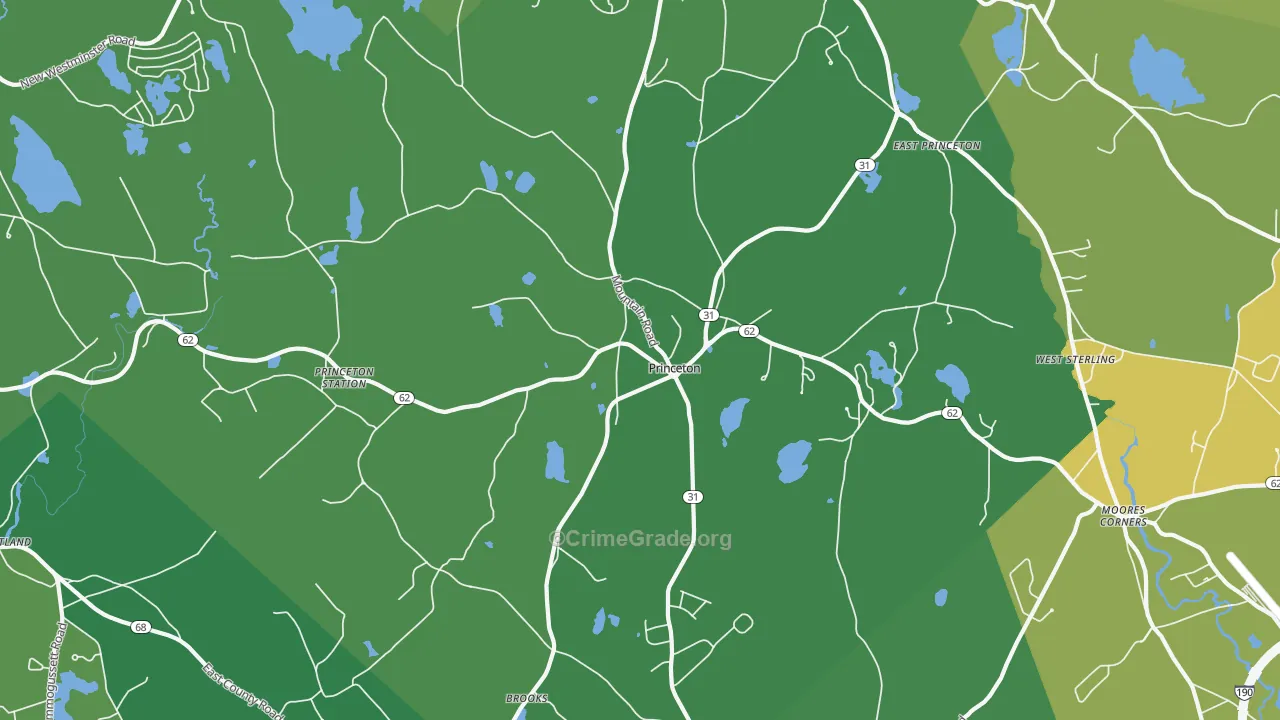 Princeton, MA Map of Theft Rates