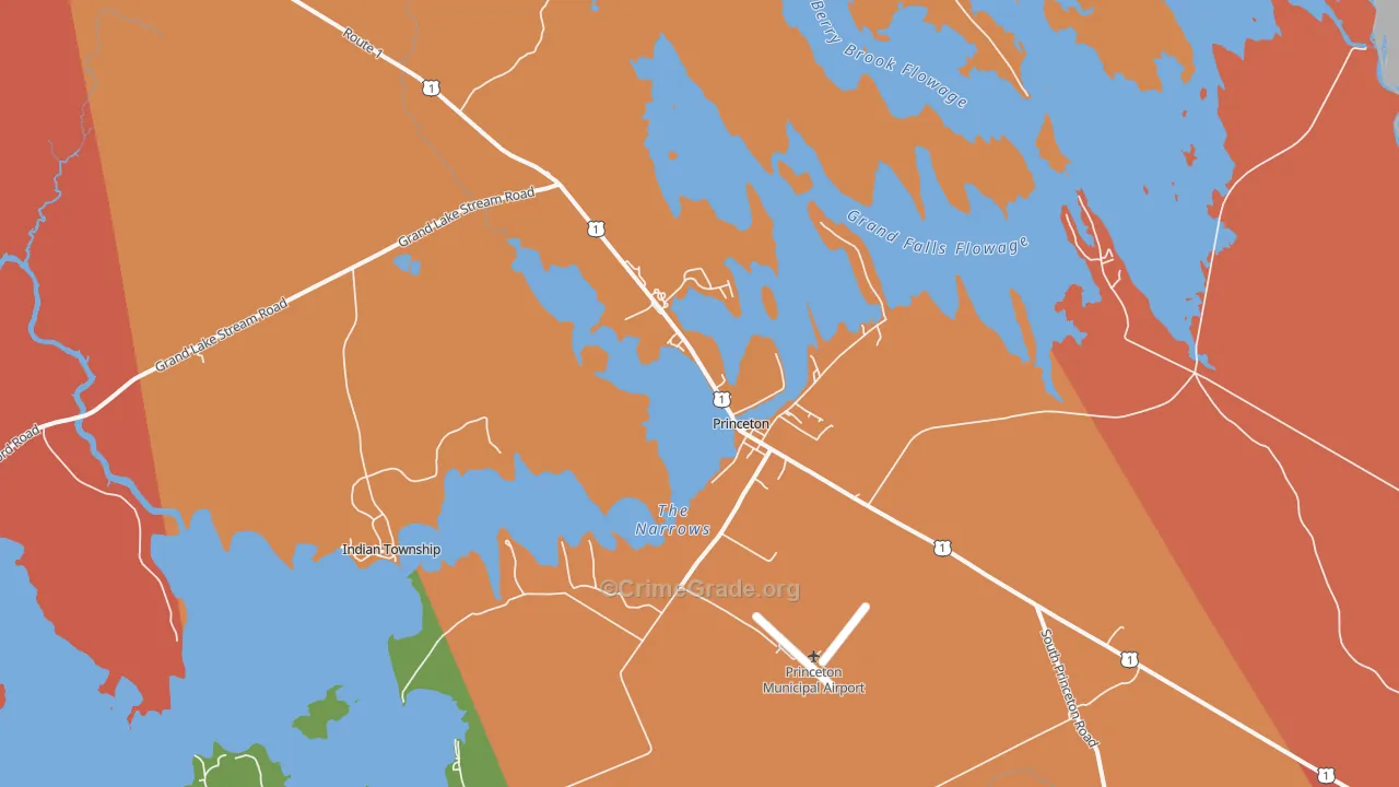 Princeton, ME Map of Theft Rates