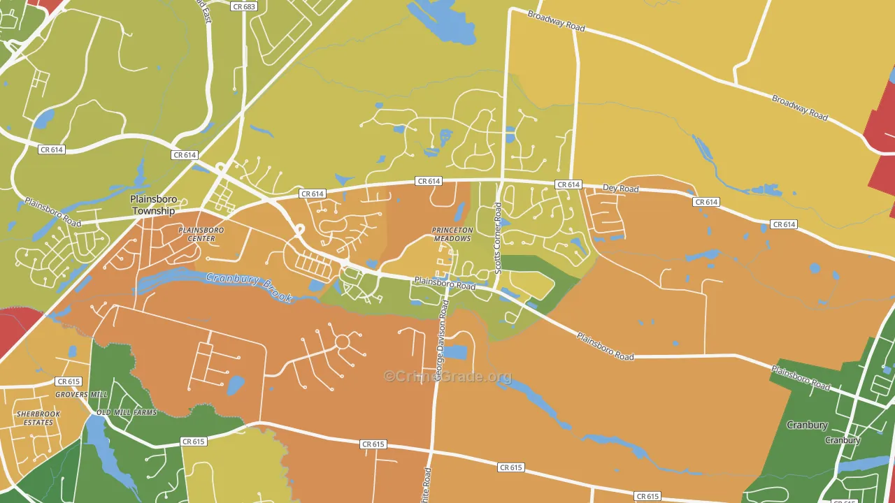 Princeton Meadows, NJ Map of Theft Rates