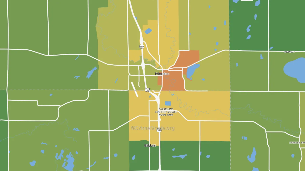 Princeton, MN Map of Theft Rates