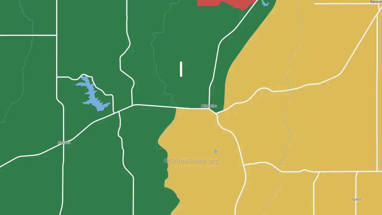 Princeton, MO Map of Theft Rates