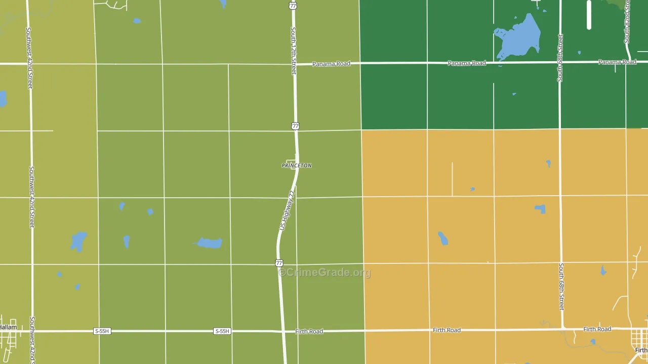 Princeton, NE Map of Theft Rates
