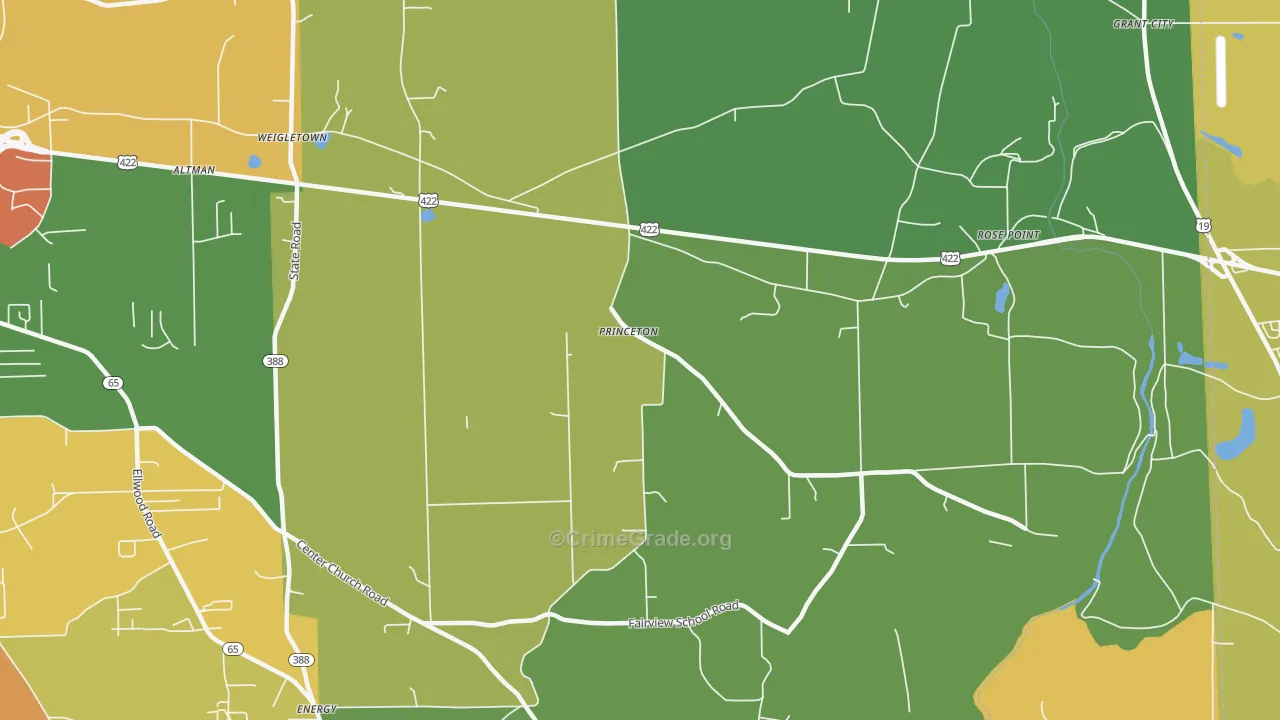 Princeton, PA Map of Theft Rates