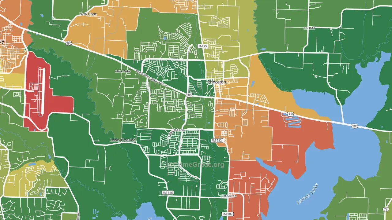 Princeton, TX Map of Theft Rates