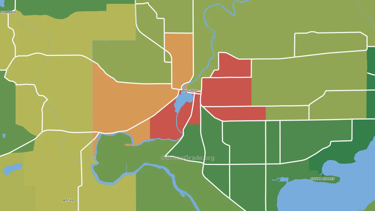 Princeton, WI Map of Theft Rates