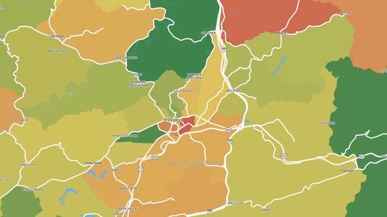 Princeton, WV Map of Theft Rates