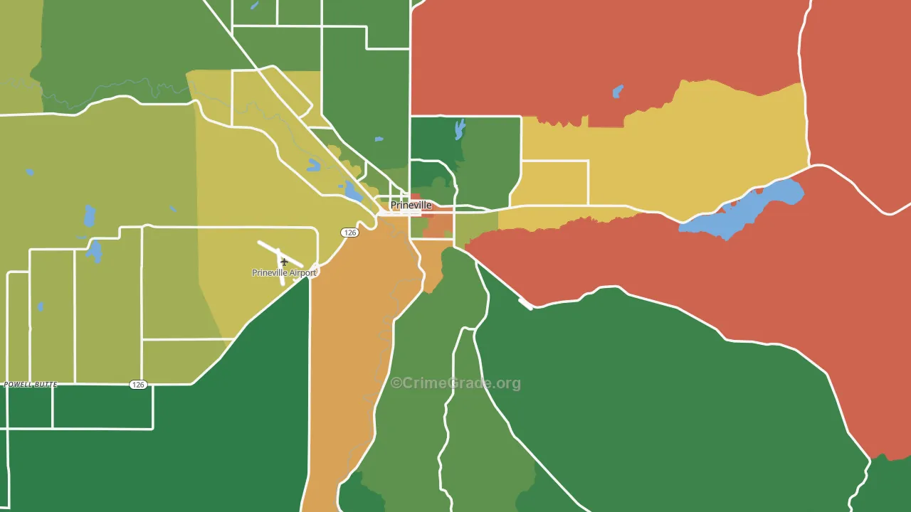 Prineville, OR Map of Theft Rates