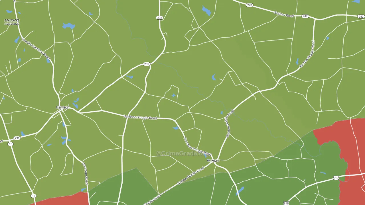 Pringle, GA Map of Theft Rates