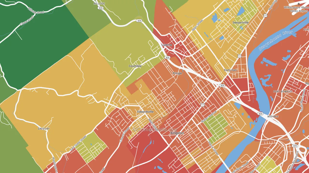 Pringle, PA Map of Theft Rates