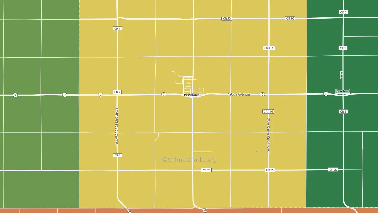 Prinsburg, MN Map of Theft Rates