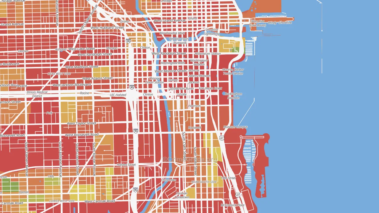 Printers Row, Chicago, IL Map of Theft Rates