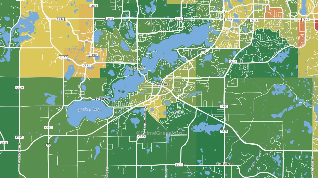 Prior Lake, MN Map of Theft Rates
