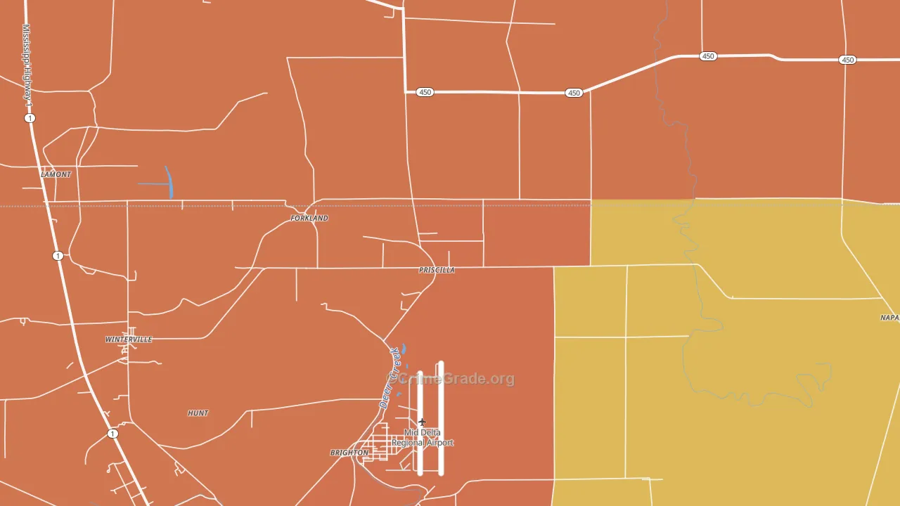 Priscilla, MS Map of Theft Rates
