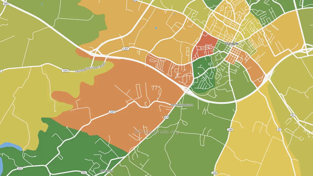 Pritchardsville, KY Map of Theft Rates