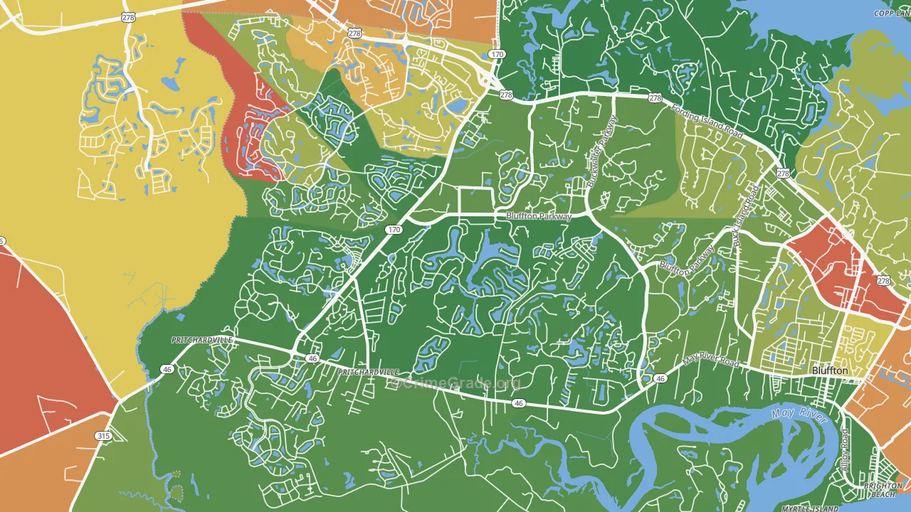 Pritchardville, SC Map of Theft Rates
