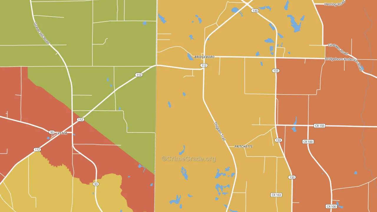Pritchetts, GA Map of Theft Rates