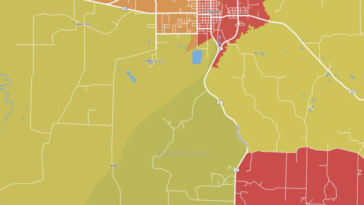 Process City, AR Map of Theft Rates
