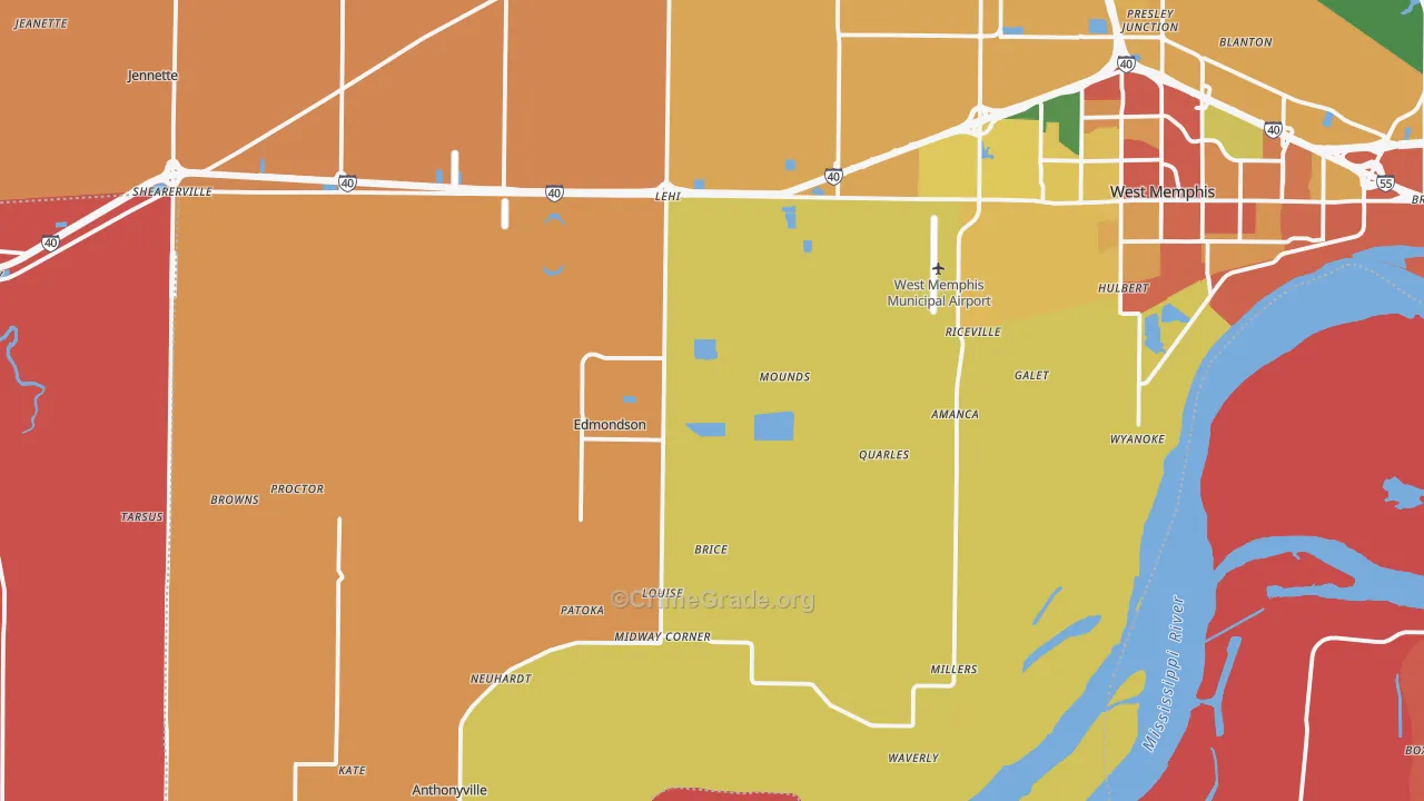 Proctor, AR Map of Theft Rates