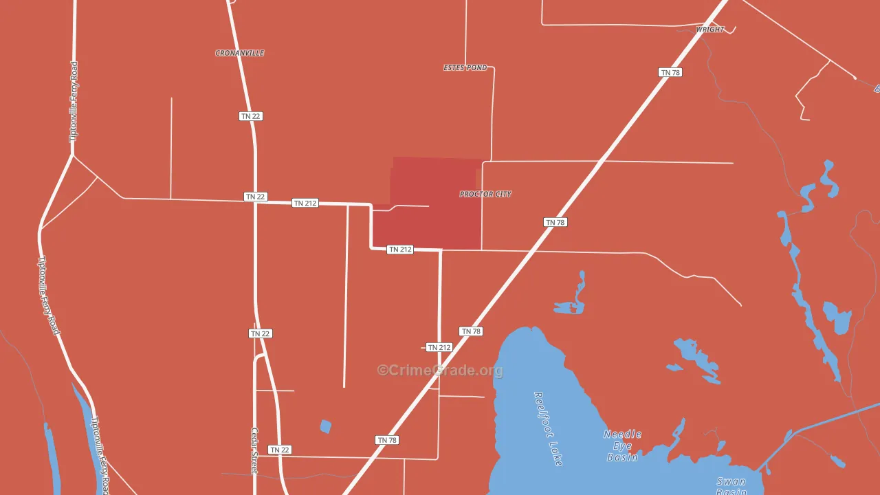 Proctor City, TN Map of Theft Rates
