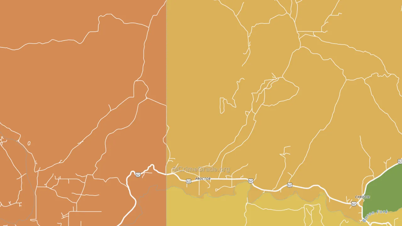Proctor, OK Map of Theft Rates