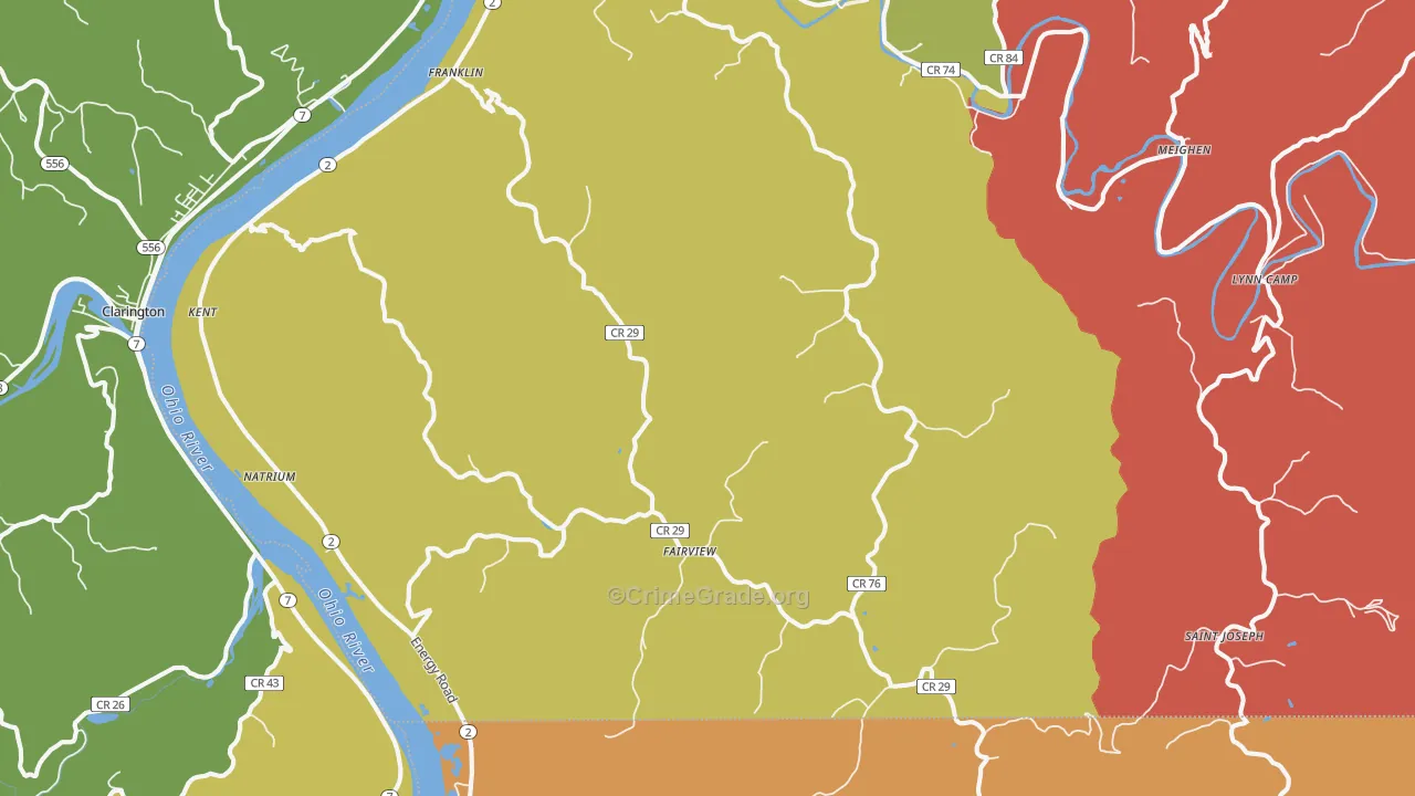 Proctor, WV Map of Theft Rates