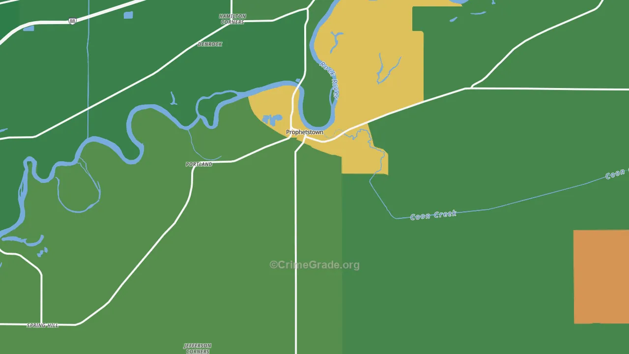 Prophetstown, IL Map of Theft Rates