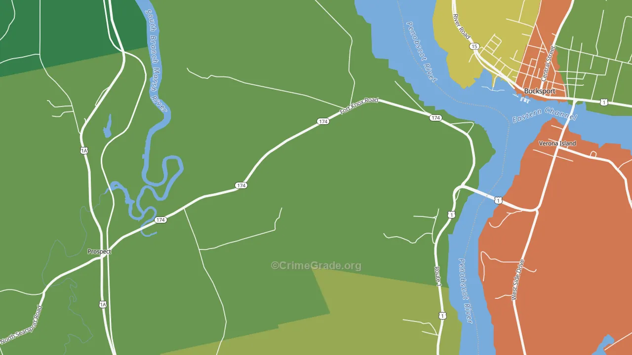 Prospect Ferry, ME Map of Theft Rates