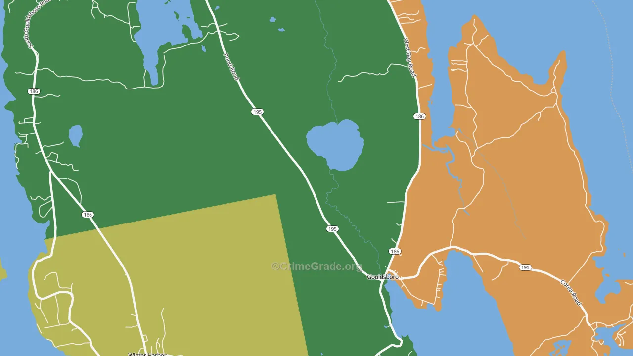 Prospect Harbor, ME Map of Theft Rates