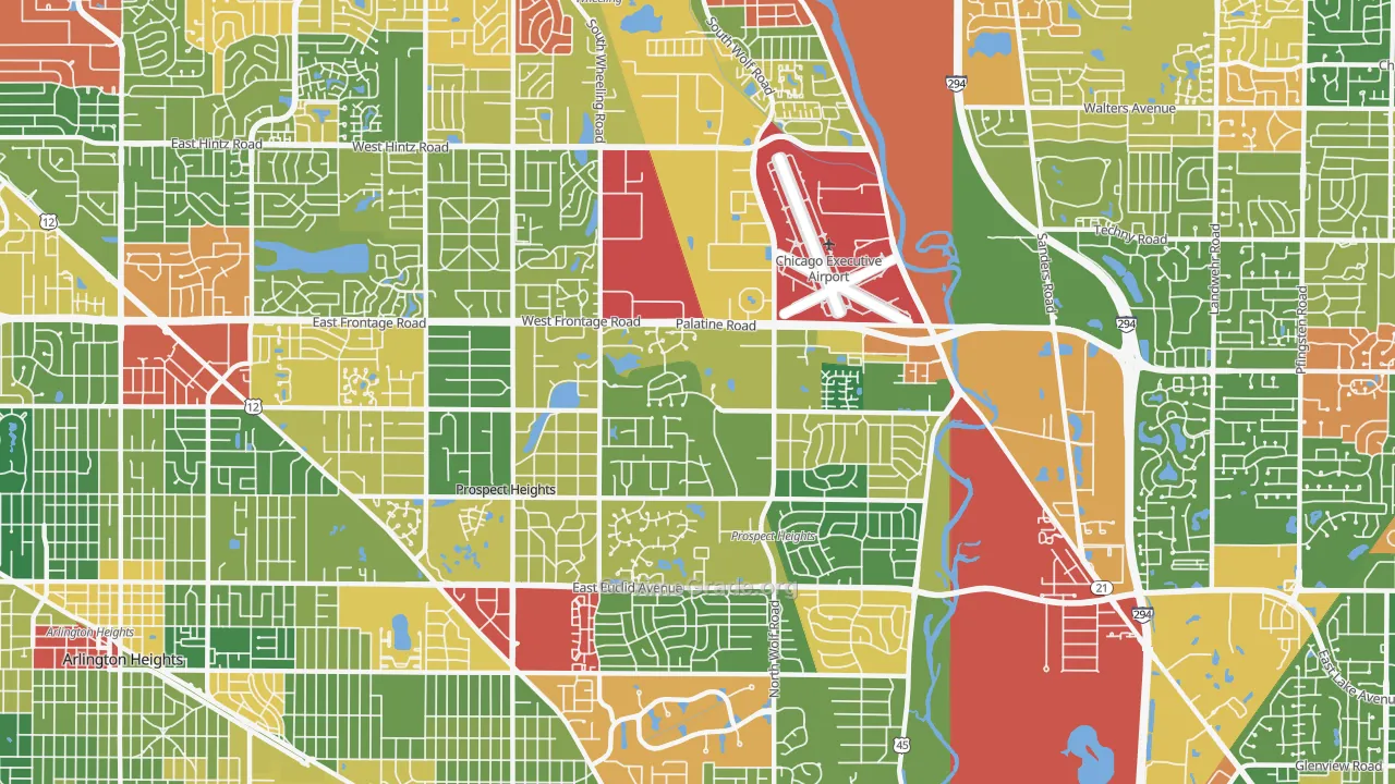 Prospect Heights, IL Map of Theft Rates