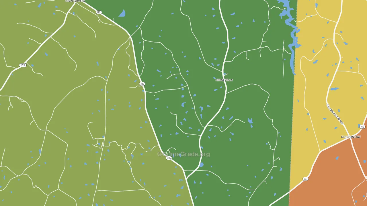 Prospect Hill, NC Map of Theft Rates