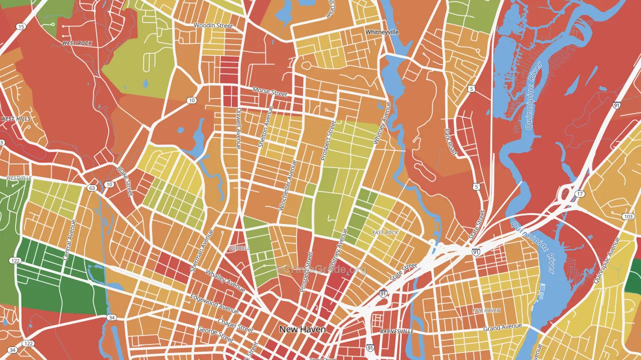 Prospect Hill, New Haven, CT Map of Theft Rates