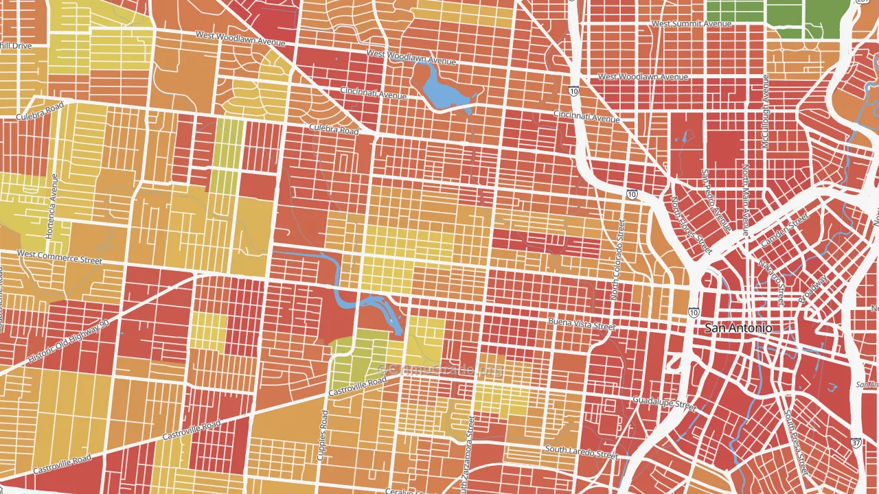 Prospect Hill, San Antonio, TX Map of Theft Rates