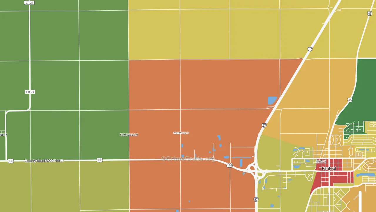 Prospect, IL Map of Theft Rates