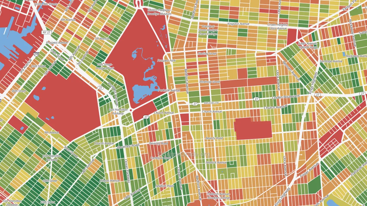 Prospect Lefferts Gardens, Brooklyn, NY Map of Theft Rates