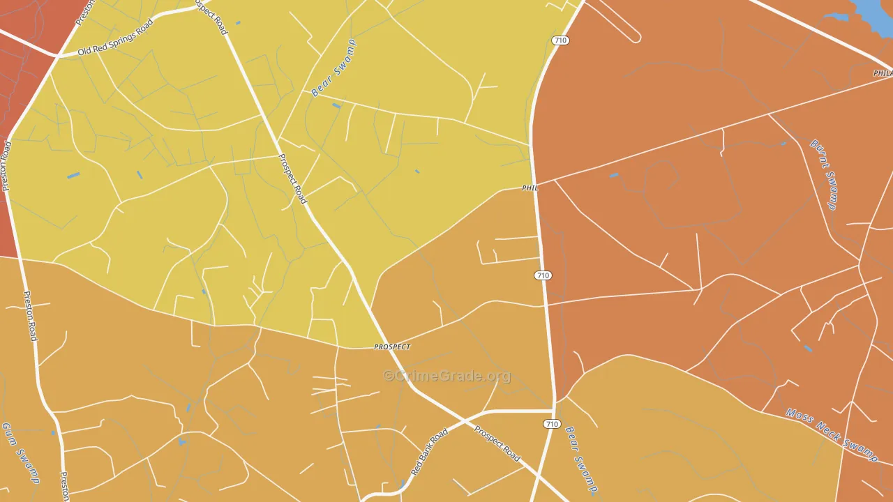 Prospect, NC Map of Theft Rates