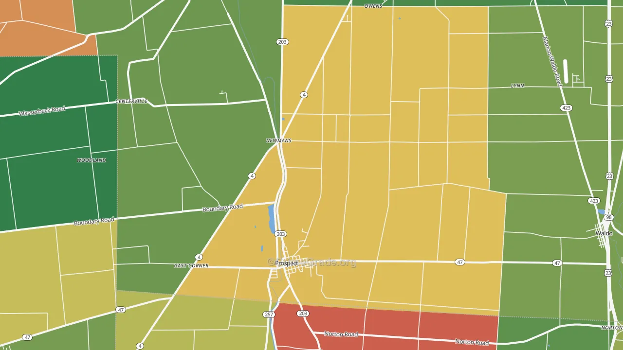 Prospect, OH Map of Theft Rates
