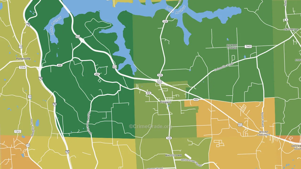 Prospect, PA Map of Theft Rates