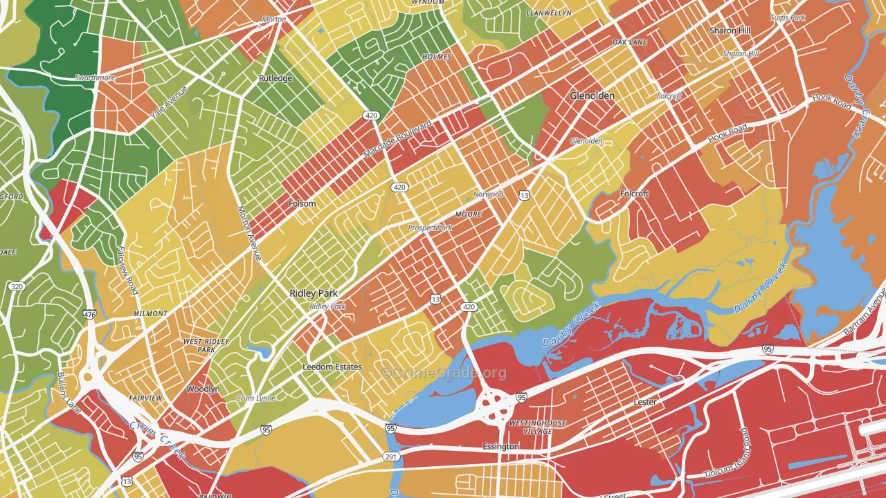 Prospect Park, PA Map of Theft Rates