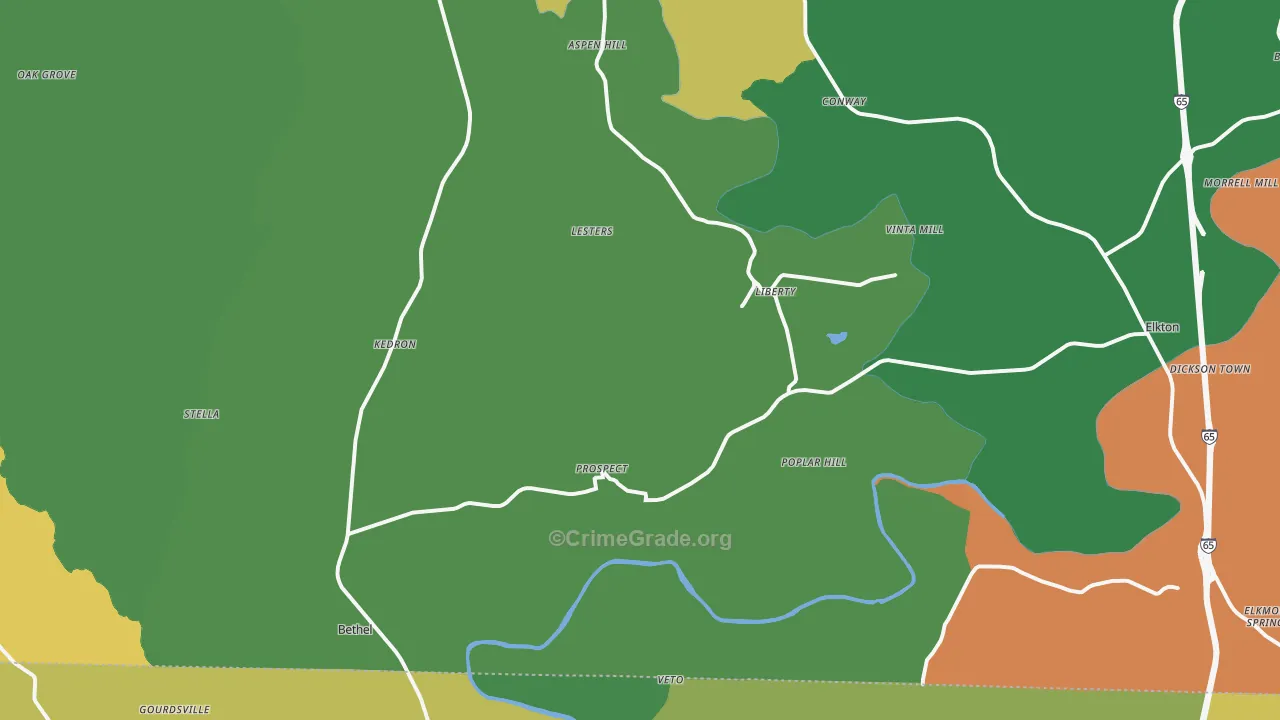 Prospect, TN Map of Theft Rates