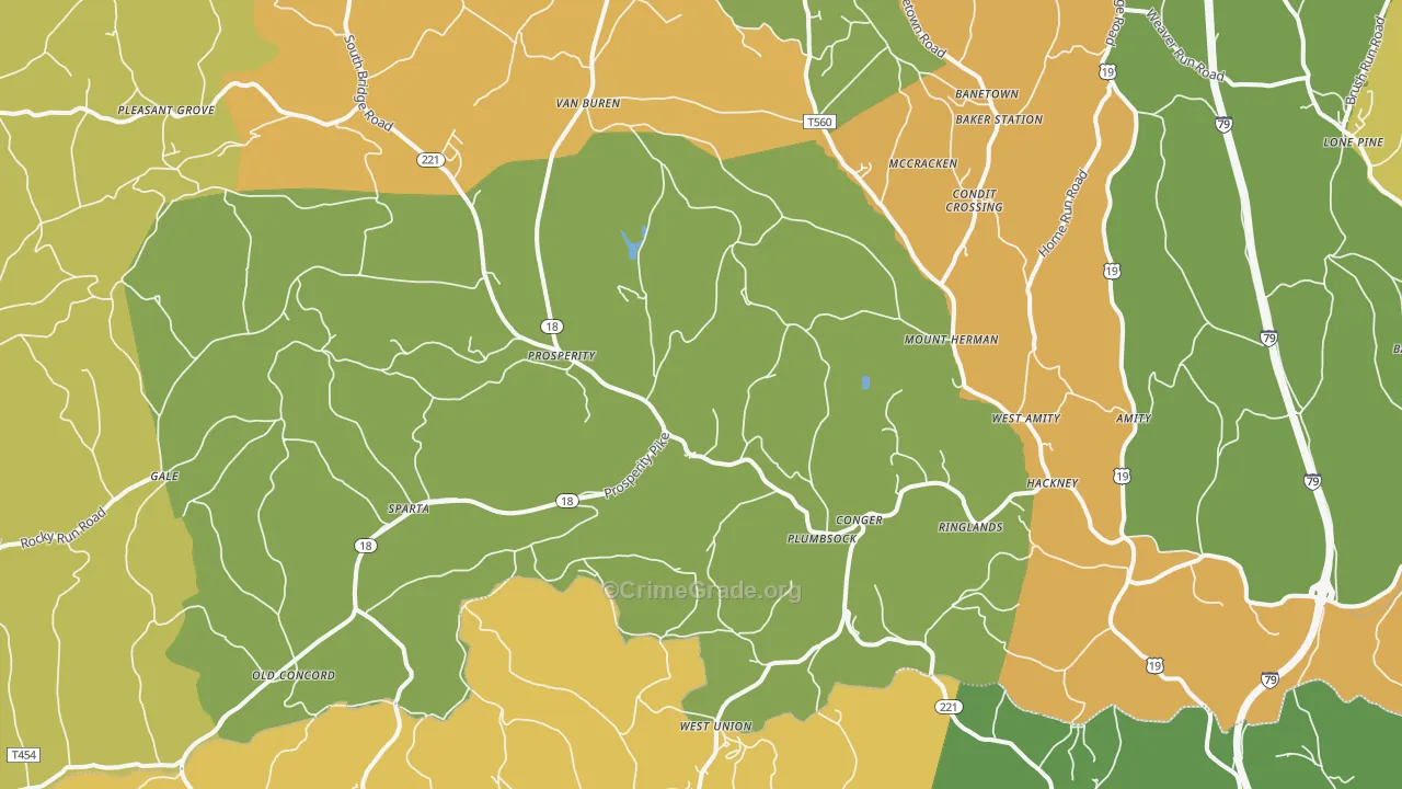 Prosperity, PA Map of Theft Rates